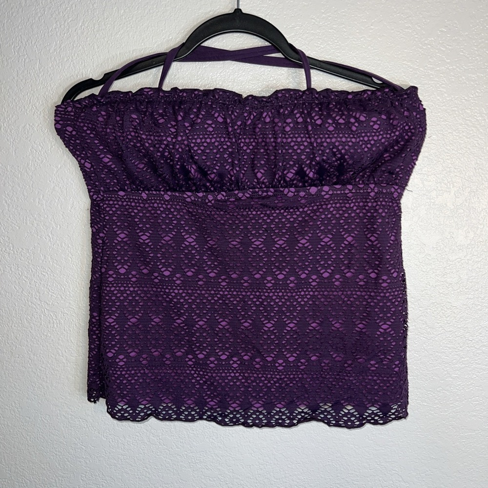 Women's Bijou Bijou Purple Sleeveless‎ Crop To Lacy Look Size Large